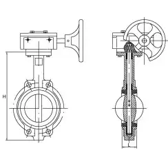Wafer type butterfly valve and ductile iron disk and NBR seat, DN250, PN16. PA300 series 